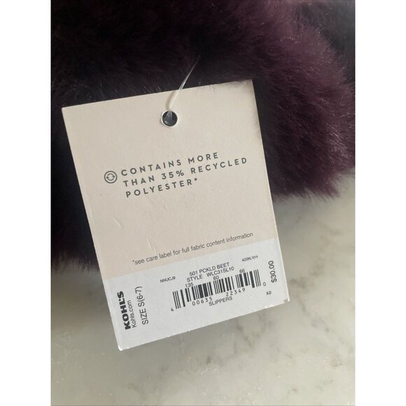 NWT Lauren Conrad LC X Band Faux Fur Slide Slippers Purple Size S Small 6/7 Cozy - Picture 4 of 4